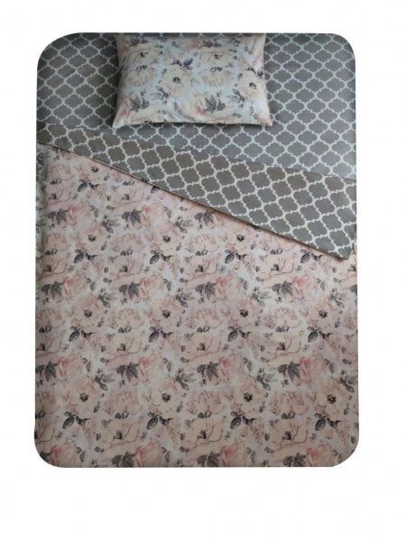 Комплект постельного белья Цветы розовые 2,0 белый с рисунком UP! (Underprice) 