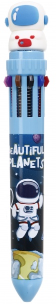 Ручка шариковая на 10 цветов космонавт 