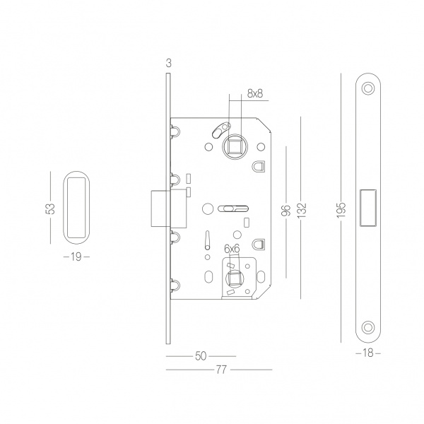 Дверний замок міжкімнатний MVM MG-2056 WC чорний