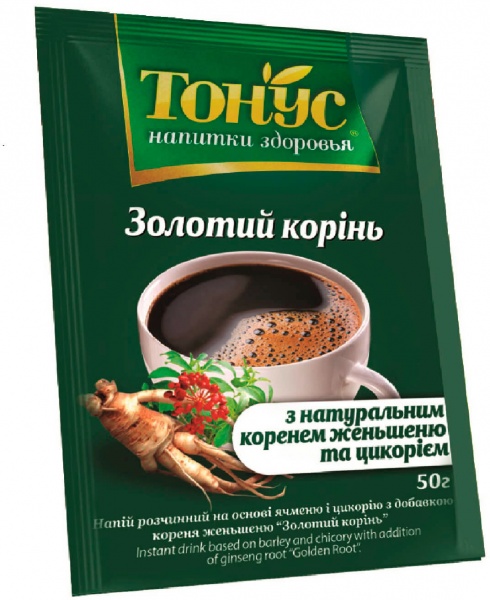Растворимый напиток Золотое зерно Тонус Золотой корень растворимый на основе ячменя и цикория с добавлением корня женьшеня 50 г