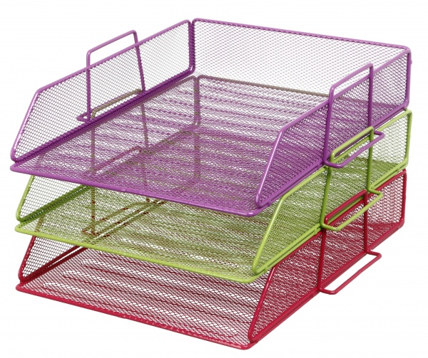 Лоток для бумаг горизонтальный металл 26,5х33,5х7,8 см розовый Nota Bene