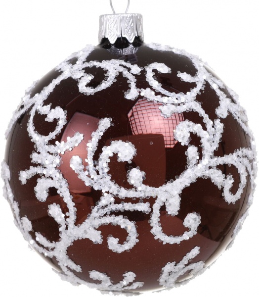 Шар новогодний орнамент d 80 мм в ассортименте .0182