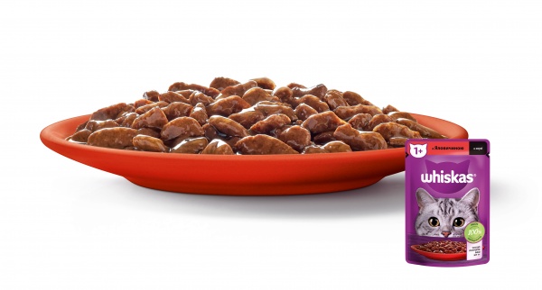 Корм для котов Whiskas в соусе с говядиной 85 г