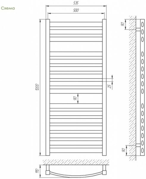 Рушникосушарка Laris Атлант П16 500х1200 71207673