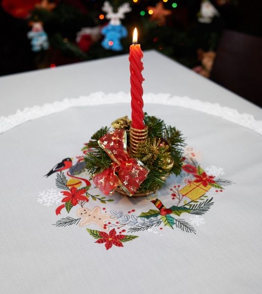 Салфетка Рождественская 351-19/00 d64 серый Эдельвика 