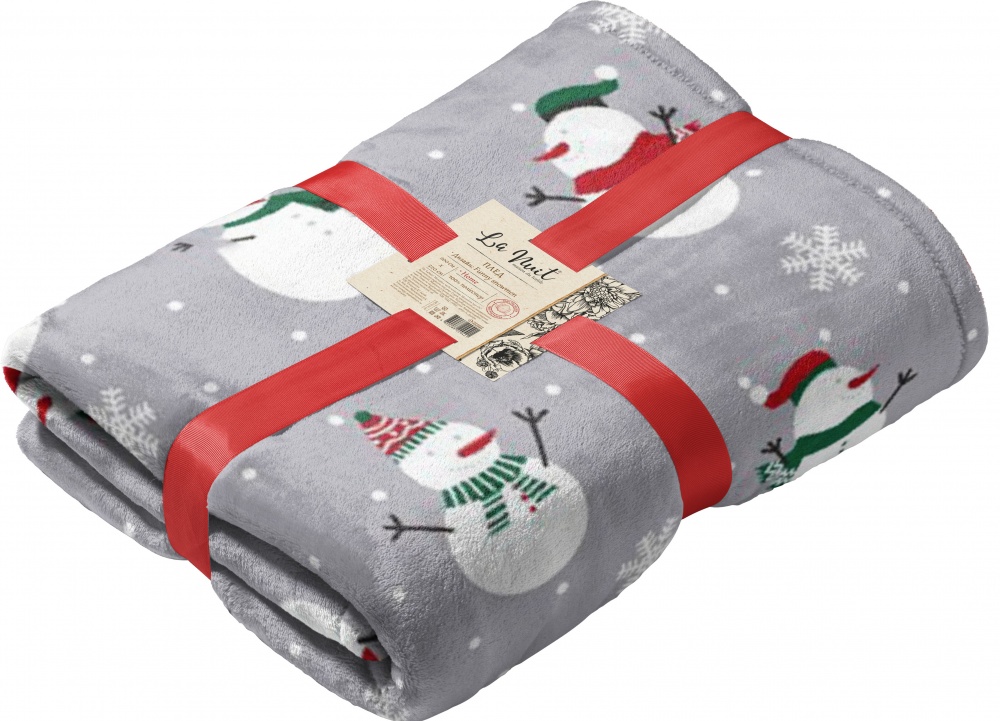 Плед флисовый Funny Snowmen 200x220 см светло-серый с белым La Nuit