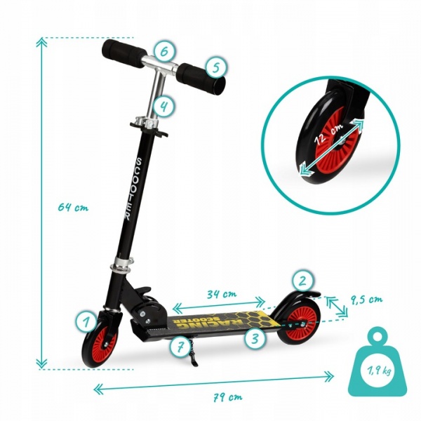 Самокат Qkids дитячий Flo black чорний KIDS00037 