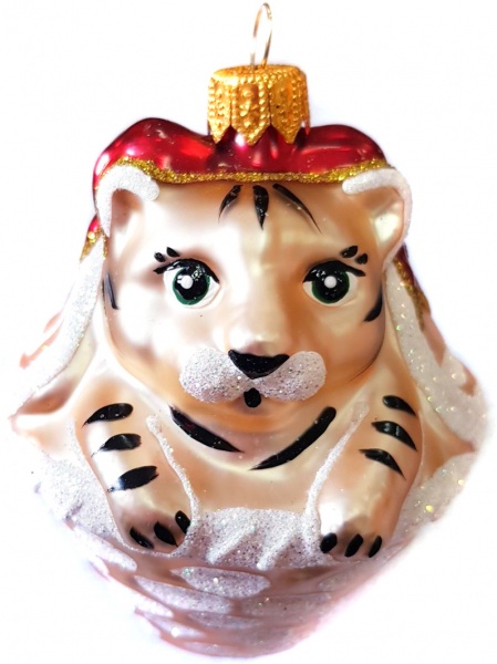 Елочная игрушка Юріта Тигр в кошолке шампань 1101М 9,4 см 
