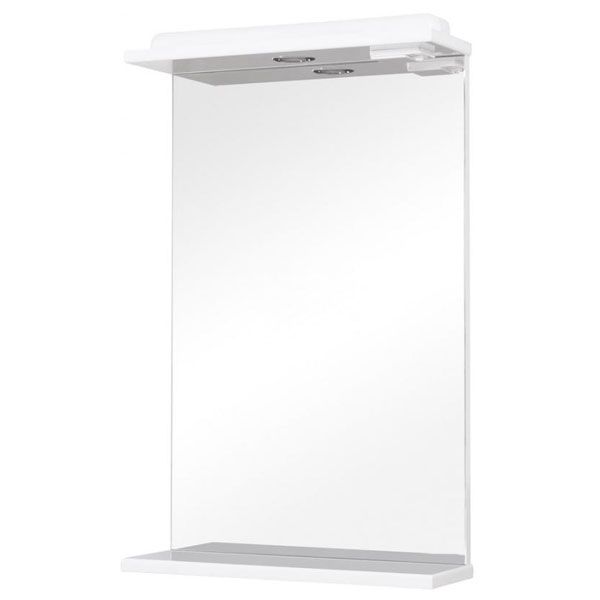 Дзеркало Aqua Rodos Decor 50 біле з підсвічуванням та полицею 