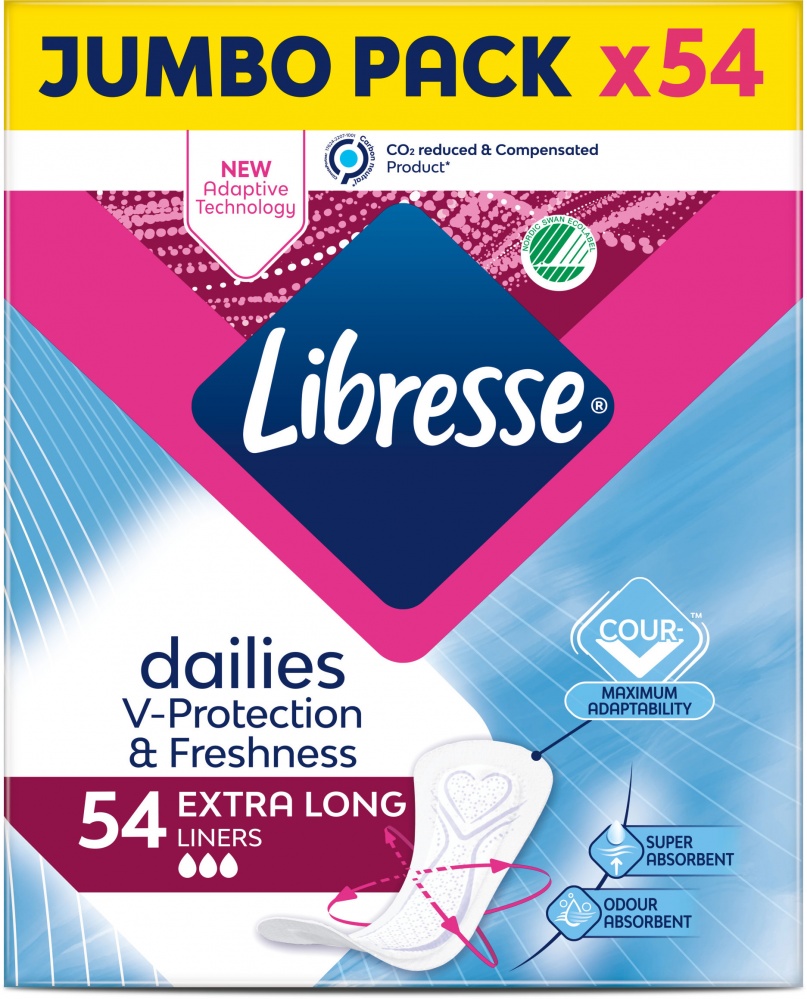 Прокладки ежедневные Libresse Dailies Fresh Extra Long 54 шт.