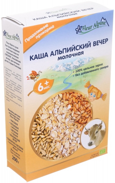 Каша молочна Fleur Alpine від 6 місяців Organic альпійський вечір 200 г 