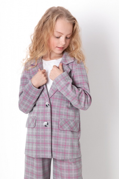 Костюм для девочки Mevis 122 серо-розовый 4264 