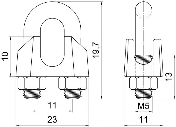 Затискач для троса дуговий нерж 5 мм