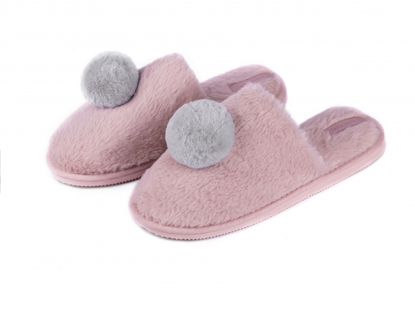 Тапки домашние для девочки Twins HS-LUX меховые с декором Помпон р.34/35 розовый 
