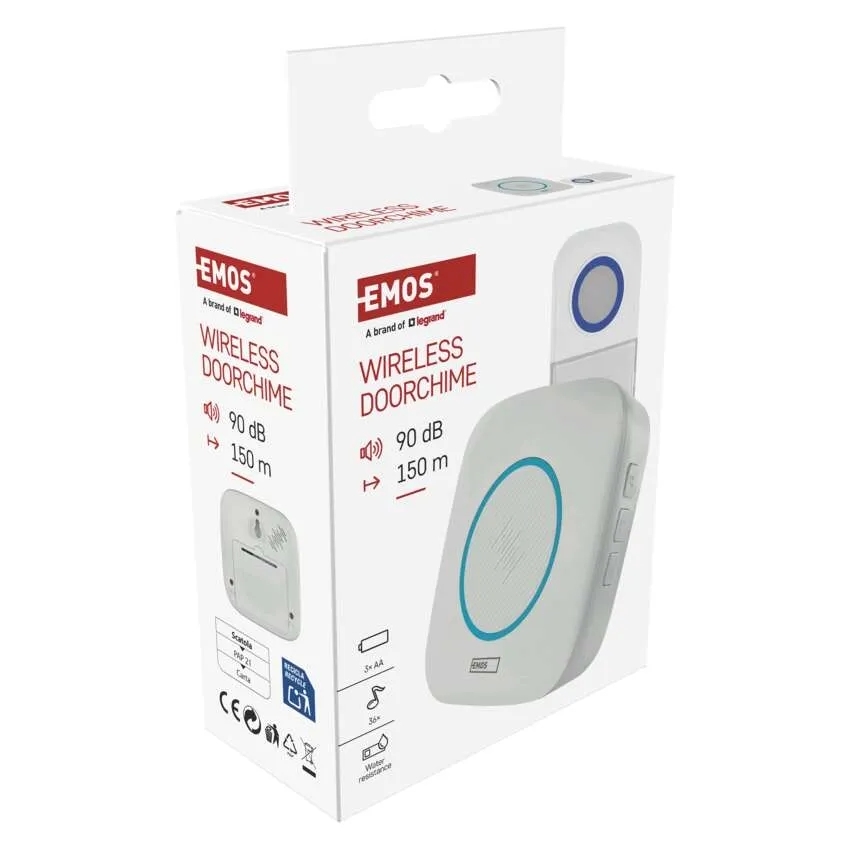 Звонок беспроводной Emos 3xAA белый P5736