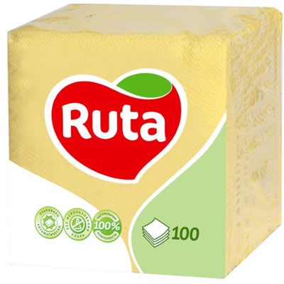 Салфетки столовые Ruta 24х24 см желтый 100 шт.