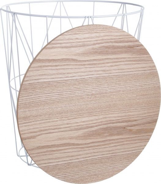 Стол-корзина Сканди 40х40х42 см натуральное дерево с белым 