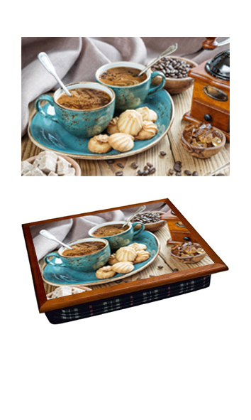 Поднос на подушке Две чашки и пироженые 44,5x36,5x9 см