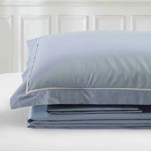 Комплект постільної білизни Solid сімейний сіро-блакитний La Nuit 