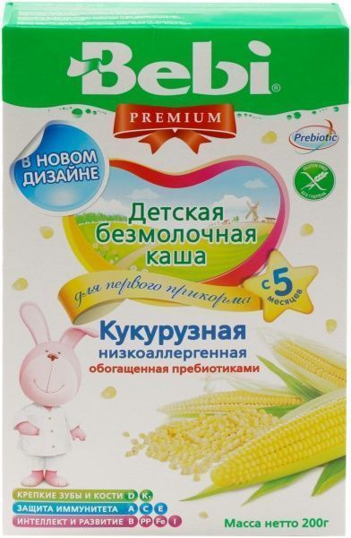 Каша безмолочна Bebi від 5 місяців кукурудзяна низькоалергенна 3838471019835 200 г 
