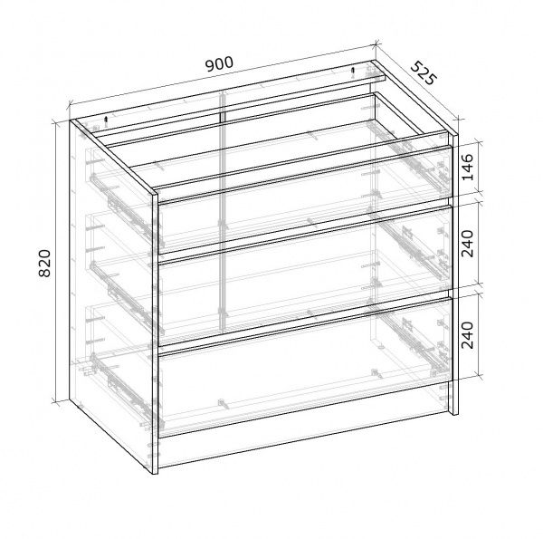 Тумба нижня МС Ідея КРАФТ Ня-3 90/82/525 (1+2) з ящиками Q-25 крафт золотий Грейд
