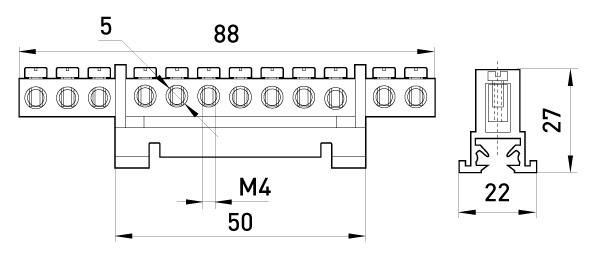 Шина нульова на DIN-рейку універсальна E.NEXT e.bs.stand.1.12.green s025008