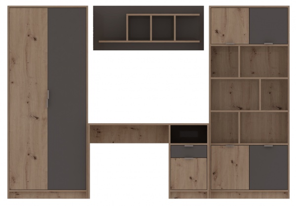 Стенка Karla Accord дуб артизан/антрацит 