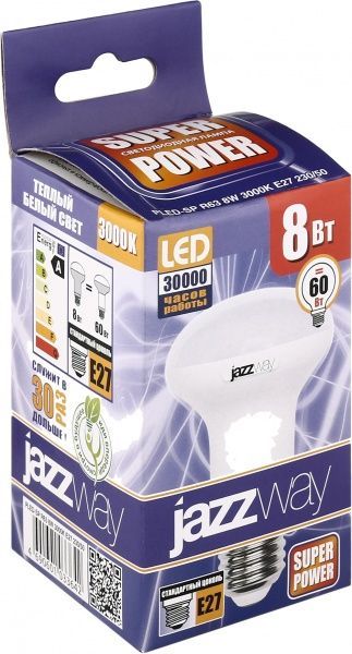 Лампа світлодіодна Jazzway PLED-SP 8 Вт R63 матова E27 230 В 3000 К 