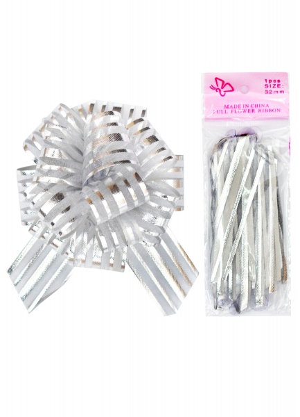 Бантики серебряный 18886 3 см 0,83 м серебряный 