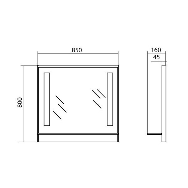 Дзеркало Аква-Родос Мілано 85 см з підсвічуванням та полицею