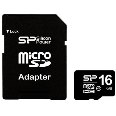 Карта памяти Silicon Power microSDHC 16 GB Class 4 + SD adapter — фото 1