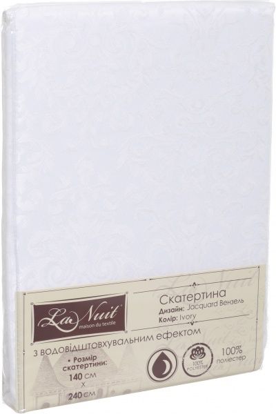 Скатерть La Nuit Jacquard Вензель waterproof 140x240 см слоновая кость La Nuit 
