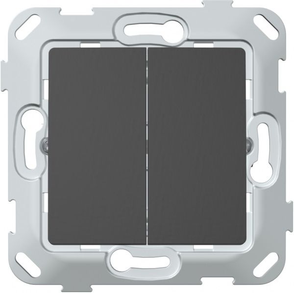 Выключатель двухклавишный Plank Electrotechnic Classic/Nordic без подсветки 10 А 250В антрацит PLK0121241