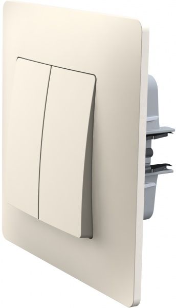 Перемикач прохідний двоклавішний Plank Electrotechnic Classic/Nordic без підсвітки 10 А 250В слонова кістка PLK0221131