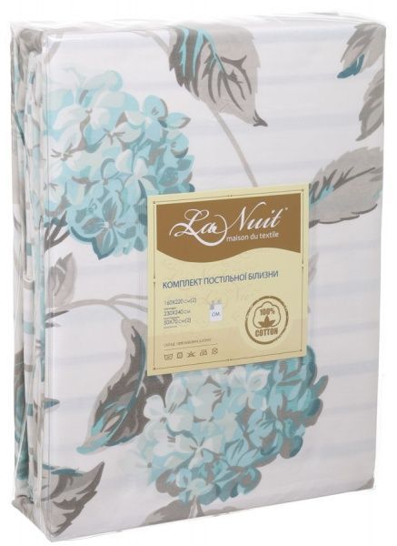 Комплект постільної білизни Beauty Blue сімейний синій La Nuit 