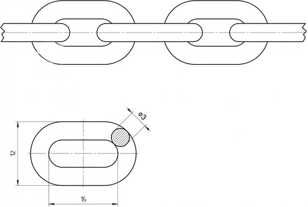 Цепь 3 мм 1 м оцинкованная DIN5685A