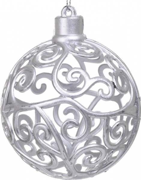 Декоративна підвіска Куля 8x9 см срібло NY21051