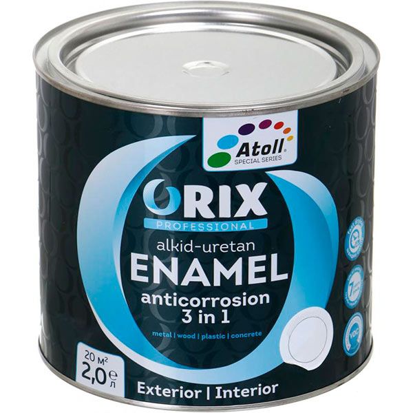 Емаль Atoll ORIX COLOR 3 в 1 RAL 9010 білий глянець 2л