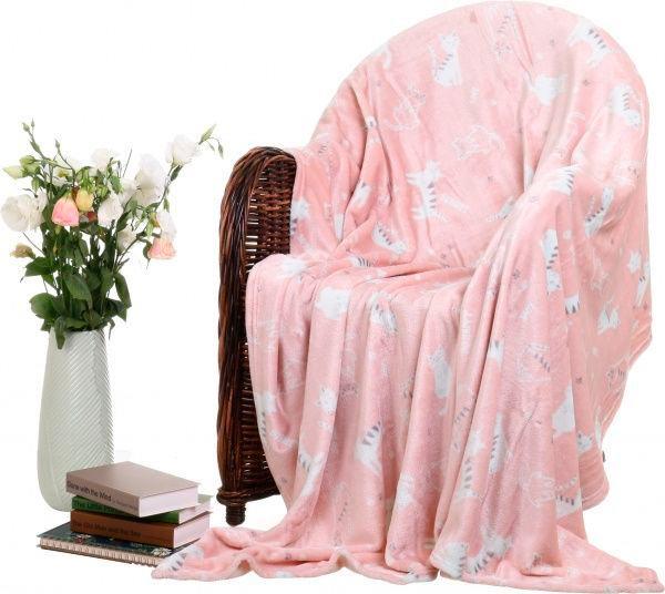 Плед Flannel Happy cats 150x200 см рожевий із принтом La Nuit 