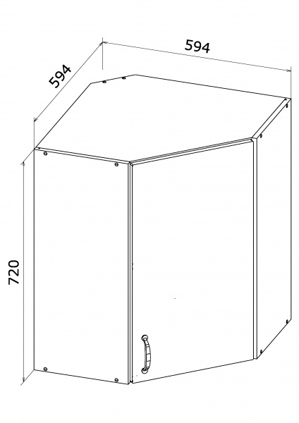 Шкаф верхний угловой МС Мэри ВУФ 59,4х72х59,4 см дуб платиновый/белый Грейд