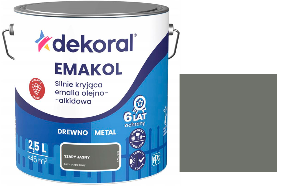 Емаль алкідна алкідна Dekoral Емаколь глянець RAL 7039 сірий світлий 2,5л — фото 1