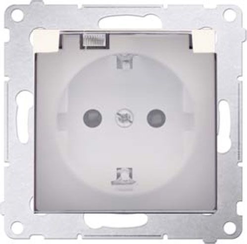 Розетка із заземленням Simon 54 з кришкою крем DGSZ1BZ.01/41A