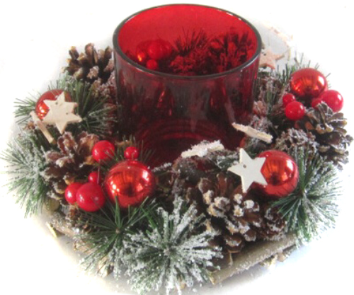 Вінок-свічник з хвоєю, зірками, шишками та кульками d200 мм EPI-F15744-2M 