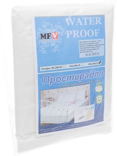 Простирадло на резинці на резинці водонепроникне 180x200 см блакитний МФ Веснянка