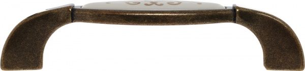 Меблева ручка D-307 G4/14M 128 мм антична бронза/білий DC 72602