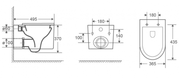 Унитаз подвесной Mixxen Ocean Rimless с сиденьем S/C Slim MXLT0612