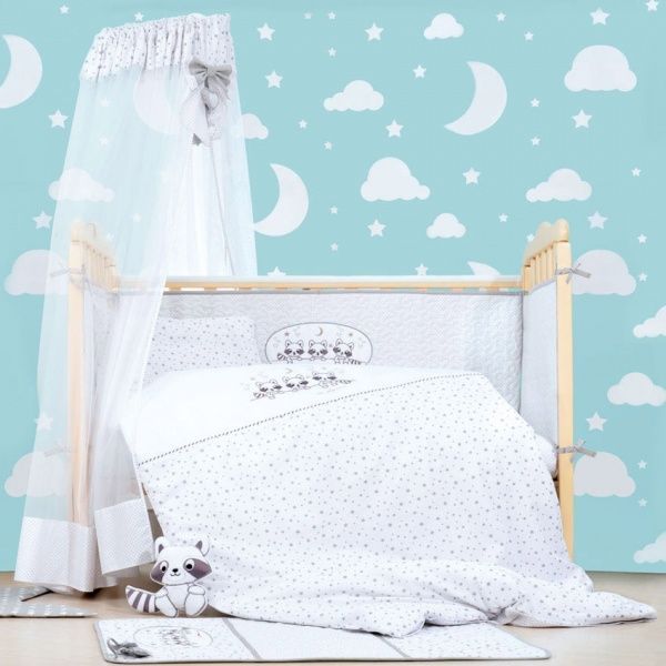 Комплект постельного белья IDEIA Кроха Енот 100х135 см белый с серым 8000012929 