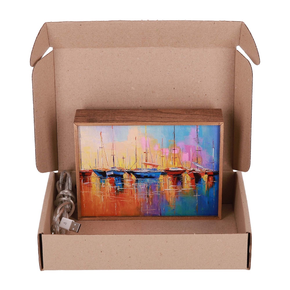 Настольная лампа декоративная The 11's Город худ. Дарчук 1x3 Вт дуб