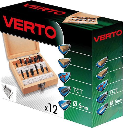 Набір фрез Verto по дереву 12 шт 60H008