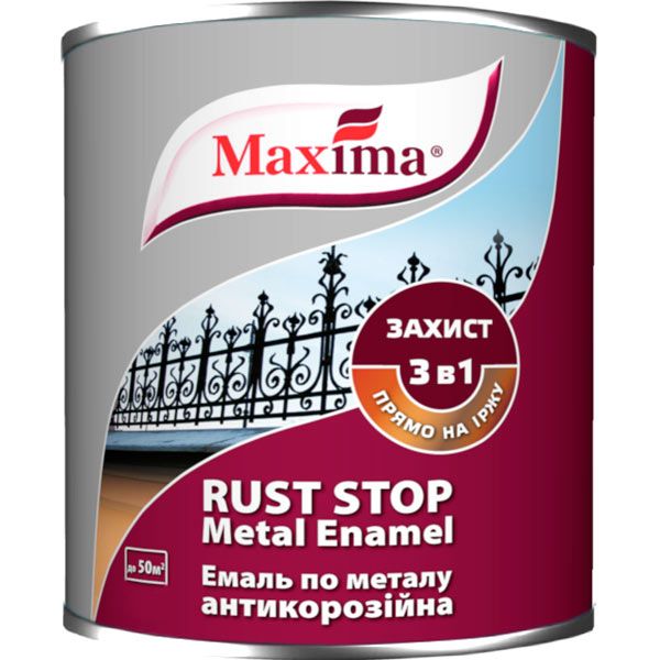 Емаль Maxima антикорозійна 3 в 1 зелений глянець 0,75л